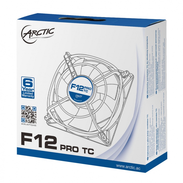 Imagine Ventilator pentru carcasa 120mm senzor temperatura low noise, Arctic F12 Pro TC